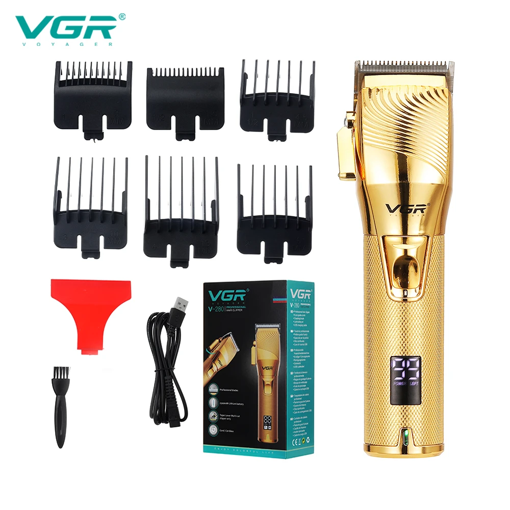 VGR 280 Electric Hair Trimmer Cordless Professional Rechargeable Golden Best Barber Hair Clipper for Men