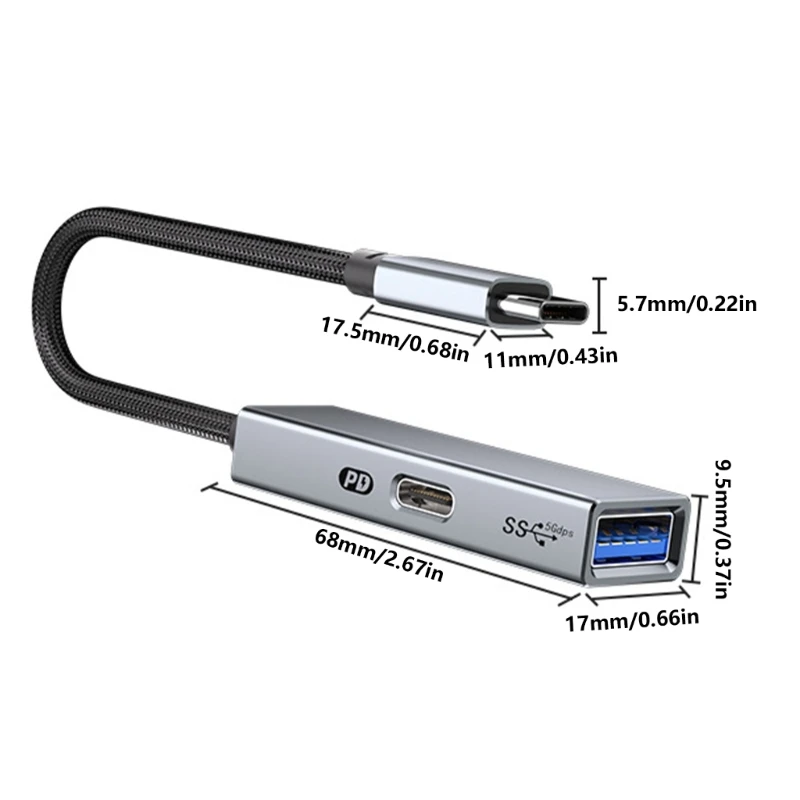 Адаптер OTG USB C к USB 3.2 Gen1 для телефонов, планшетов, кабель для зарядки PD60W, конвертер данных OTG, кабель USB C