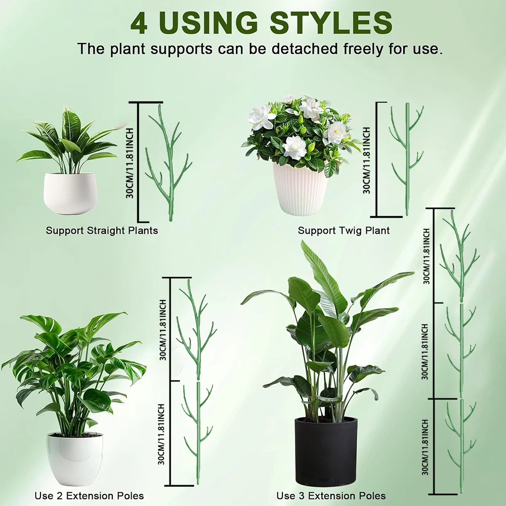 30/60/90cm Twig Plant Support 3pcs Bracket Tree Branch Plants Stakes Detachable Trellis for Garden Potted Flower Moss Pole