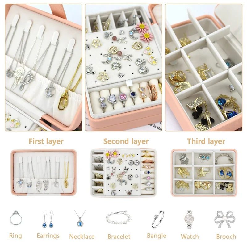 صندوق مجوهرات نسائي جديد لعام 2026 صندوق تخزين مجوهرات محمول صندوق مجوهرات مريح ومرتب