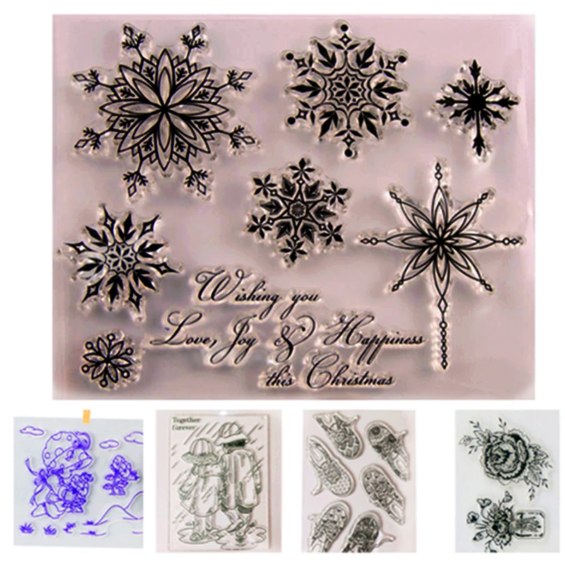 Weihnachten Schneeflocke Klare Stempel Silikon Gummi Stempel DIY Scrapbooking Karte Machen Handwerk Urlaub Dekoration Blumen Eule Mädchen Sh