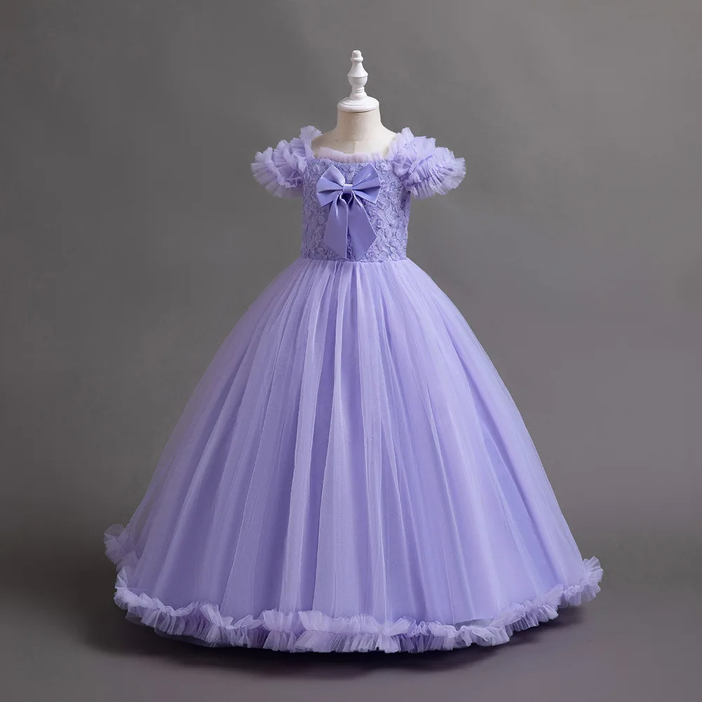 

HETISO Vintage Princess Dress for Girls Lace Flower Embroidery Long Ruffle Elegant Children's Christmas Party Prom Gown