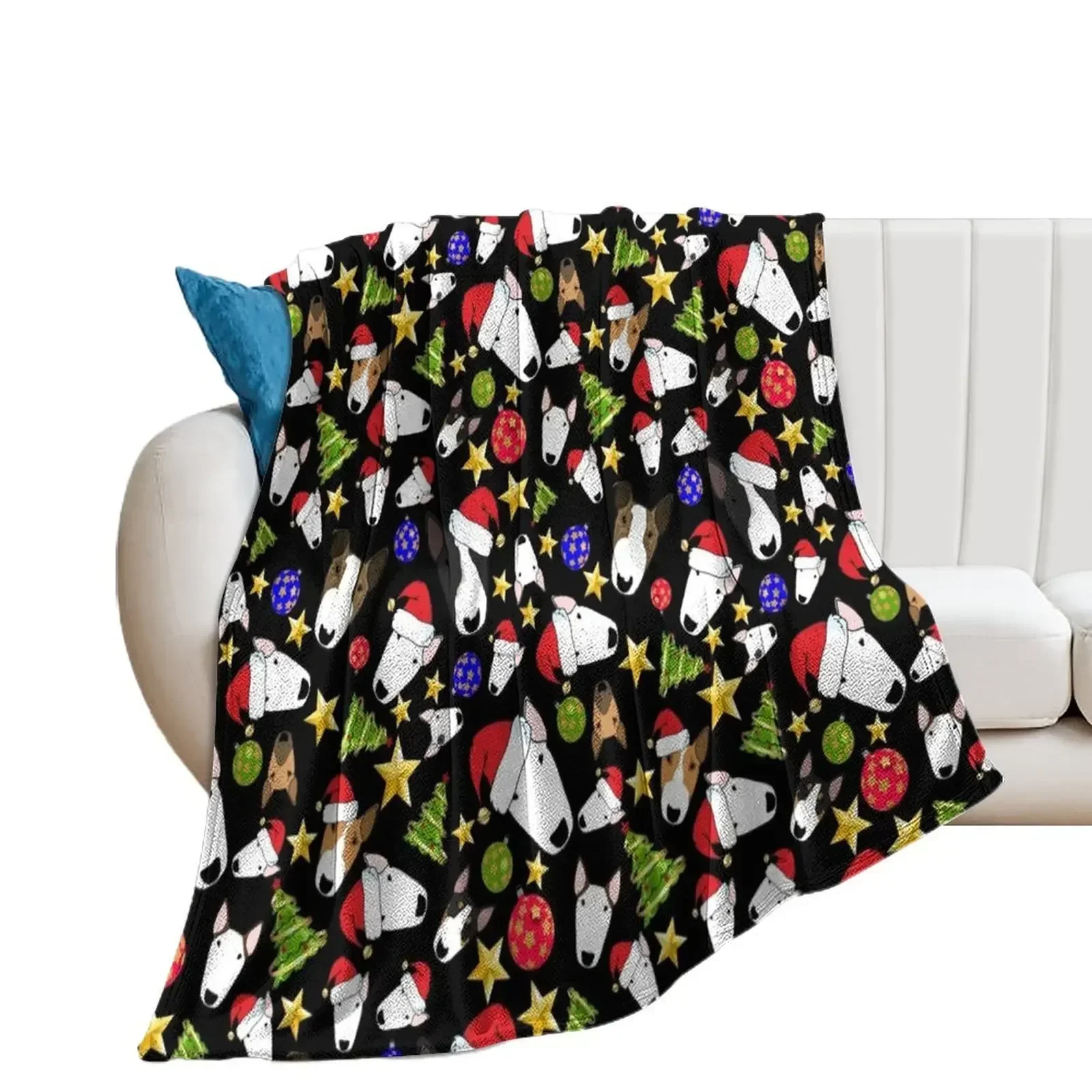 

Christmas Bull Terriers Throw Blanket Picnic Plaid Single Blankets