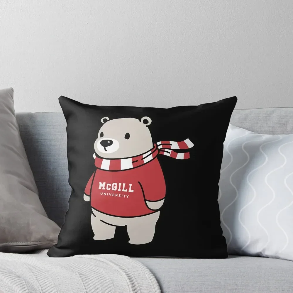 

McGill University Bear With Sweater, marty, mcgill university logo, canadian university, martlet, french - james mc Throw Pillow