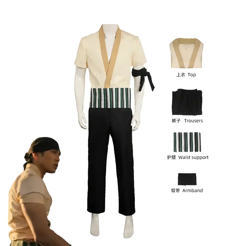 NEW Anime Movie Roronoa Zoro Cosplay Costume East Blue Adult Child Uniform Top Pants Halloween Carnival Party Role Play Suit