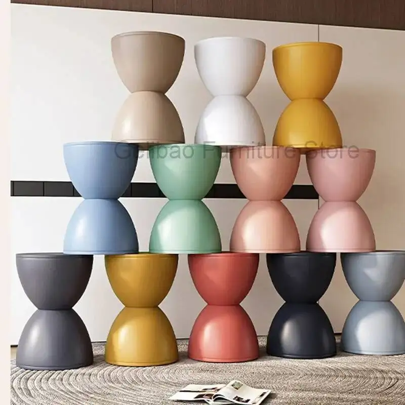 

Vanity Balcony Round Hall Stool Entrance Low Shoe Modern Office Aesthetic Nordic Plastic Garden Small Salon Design Furniture