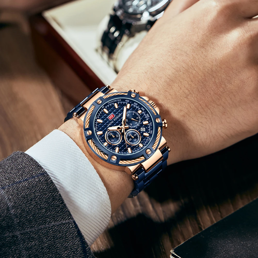 ساعة رجالية MINI FOCUS – ساعة كوارتز عملية ورسمية، حزام من الفولاذ المقاوم للصدأ، مقاومة للماء ومضيئة #6