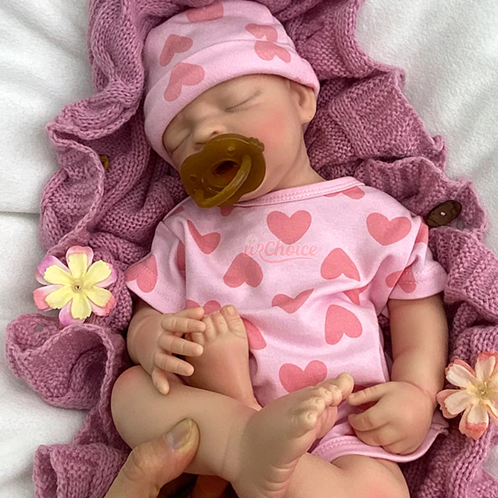 17 "siliconen reborn babypop waterdicht meisje levensecht geschilderd slapende bebe pop 3D huid zichtbare aderen collectible kunstpoppen