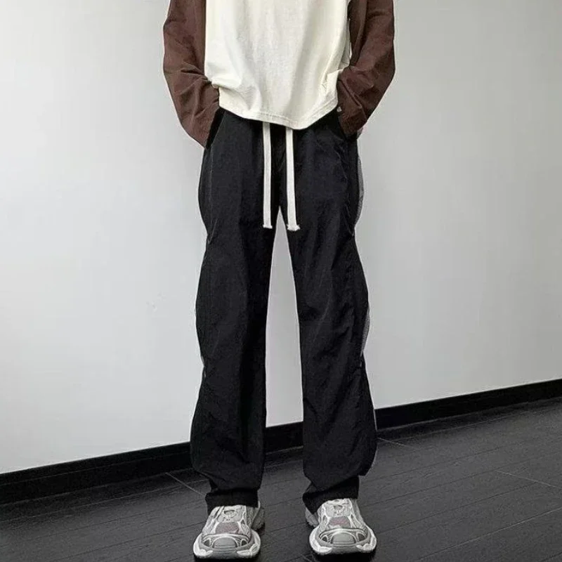 だぶだぶのカジュアルパンツ男ルーズオリジナル服ヴィンテージ安い美的トレンドポリエステルストリート韓国スタイルのズボン男性のための