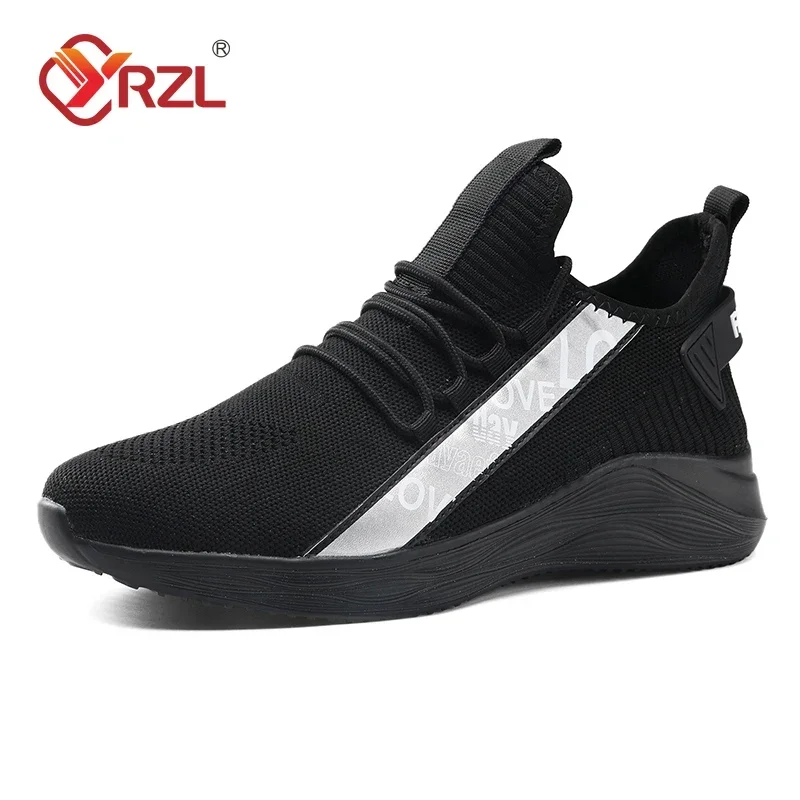 Yrzl masculino sapatos esportivos casuais respirável tênis leves ao ar livre tamanho grande malha tênis de corrida atlético jogging sapatos caminhada