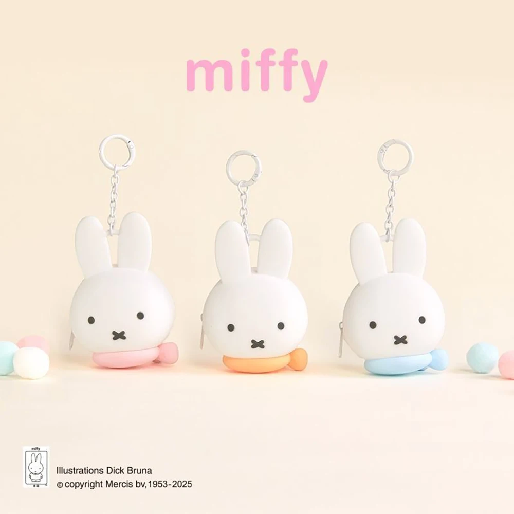 Uroczy Miffy Silikonowy Mini Portfelik na Monety Blind Box Brelok Śliczny Mini Portmonetka na Monety Zapinana na Zamek Blind Box Torebka Zawieszka do Plecaka Prezent dla Dziewczynki