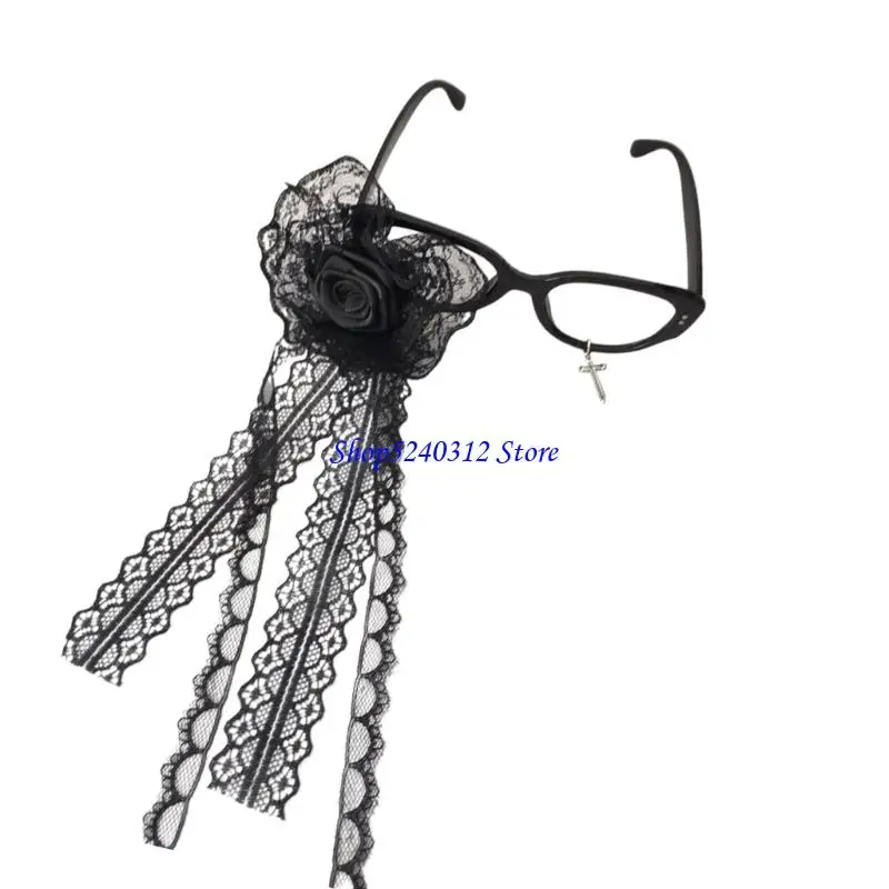 

634C Crucifix Eyeglasses No Len Subcultures Crosses Glasses Frame Party Eyewear Gifts
