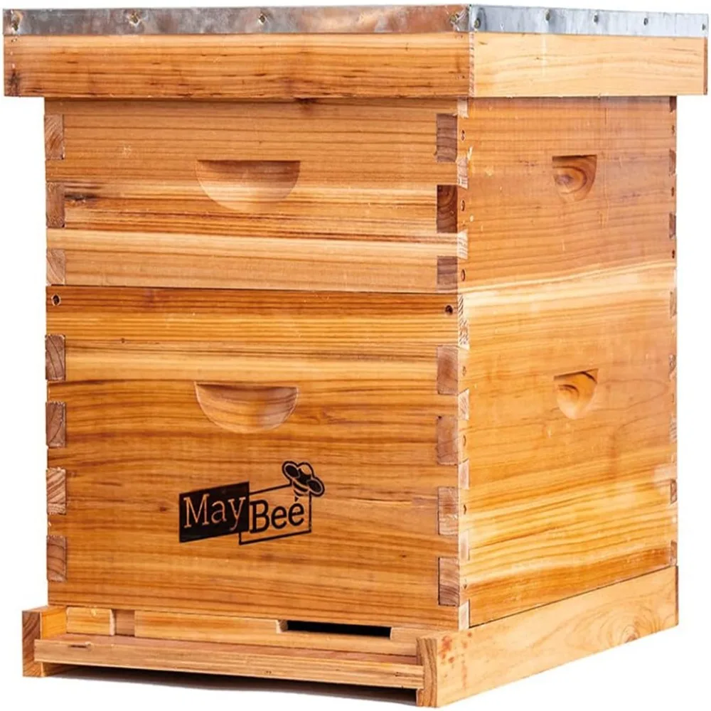 

Beehive 10 Frame Bee Hives and Supplies Starter Kit, Bee Hive for Beginner, Honey Bee Hives Includes 1 Deep Brood Hive Box, 1 Be