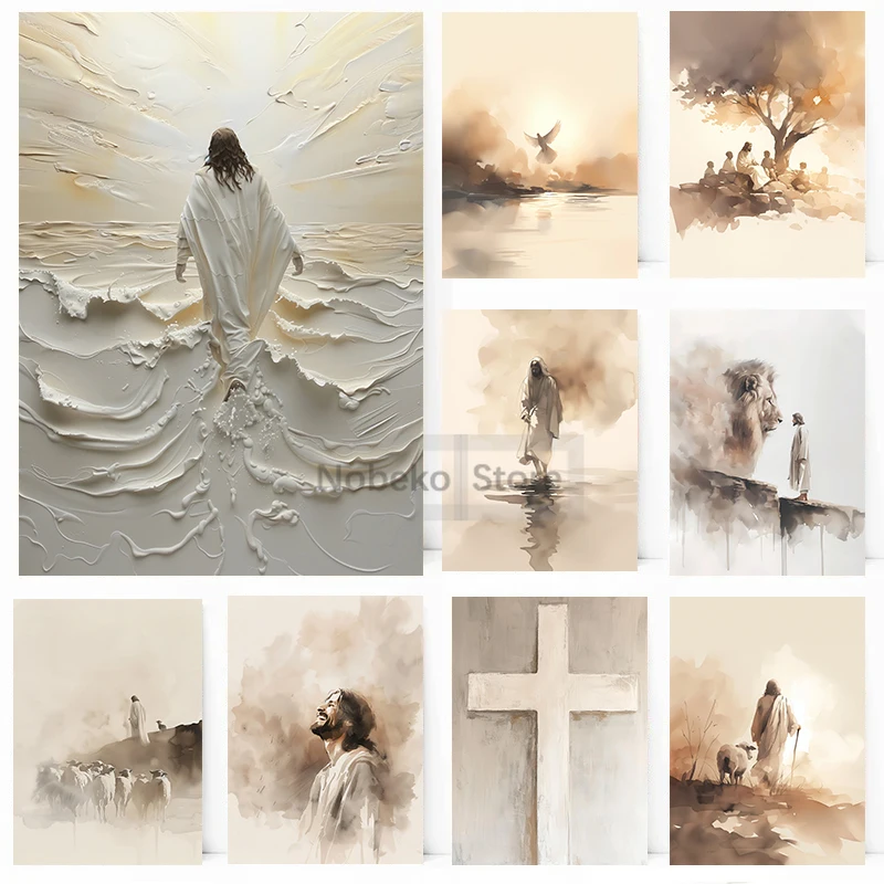 Modern Christian Jesus Poster Religious Prints Canvas Painting Bible Verse Wall Art Pictures Home Living Room Christian Decor