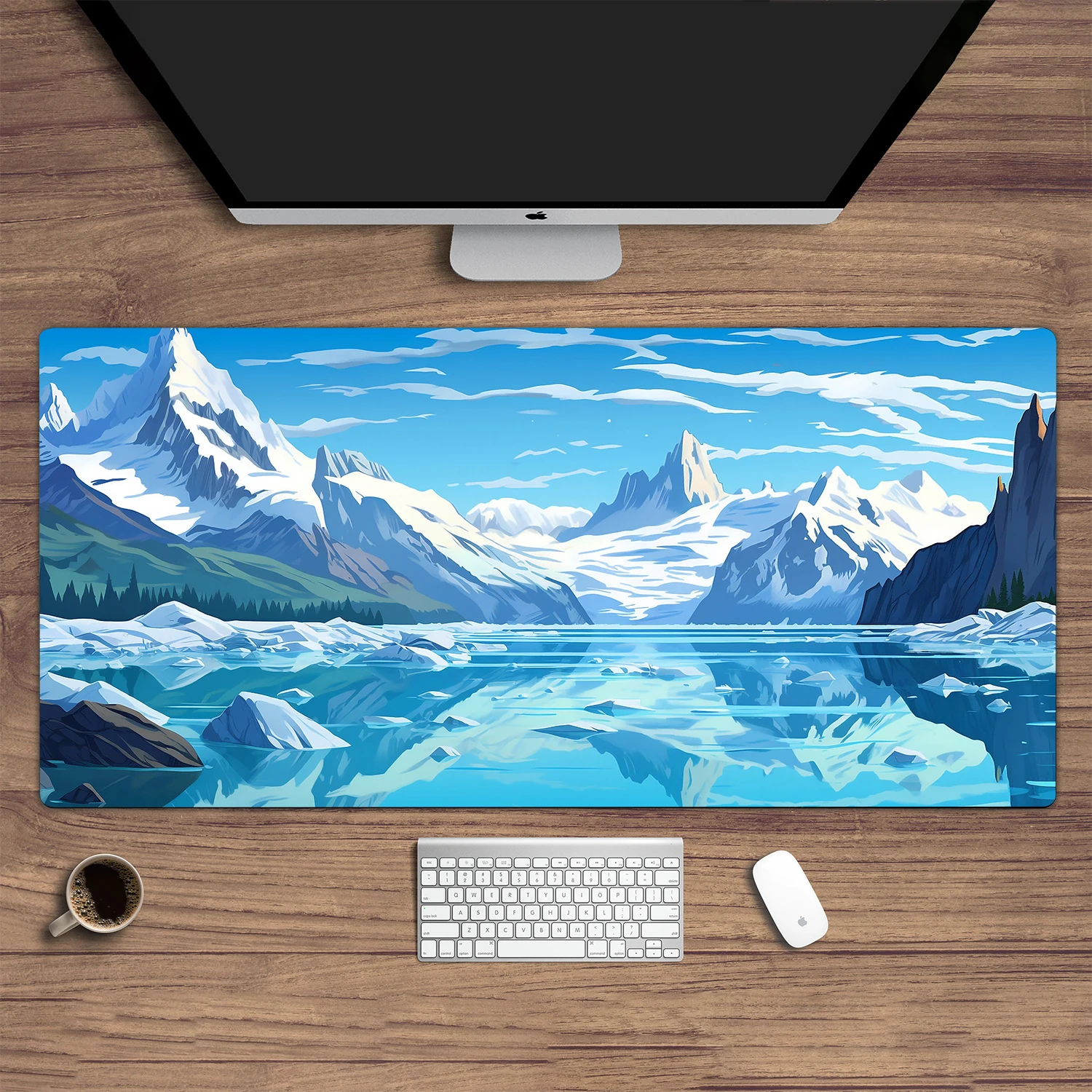 Mountain Desk Mat, Glacier National Park, Landscape Mouse Pad,  Desk Decor, Western Mousemat, Aesthetic Office Mat，keyboard pad