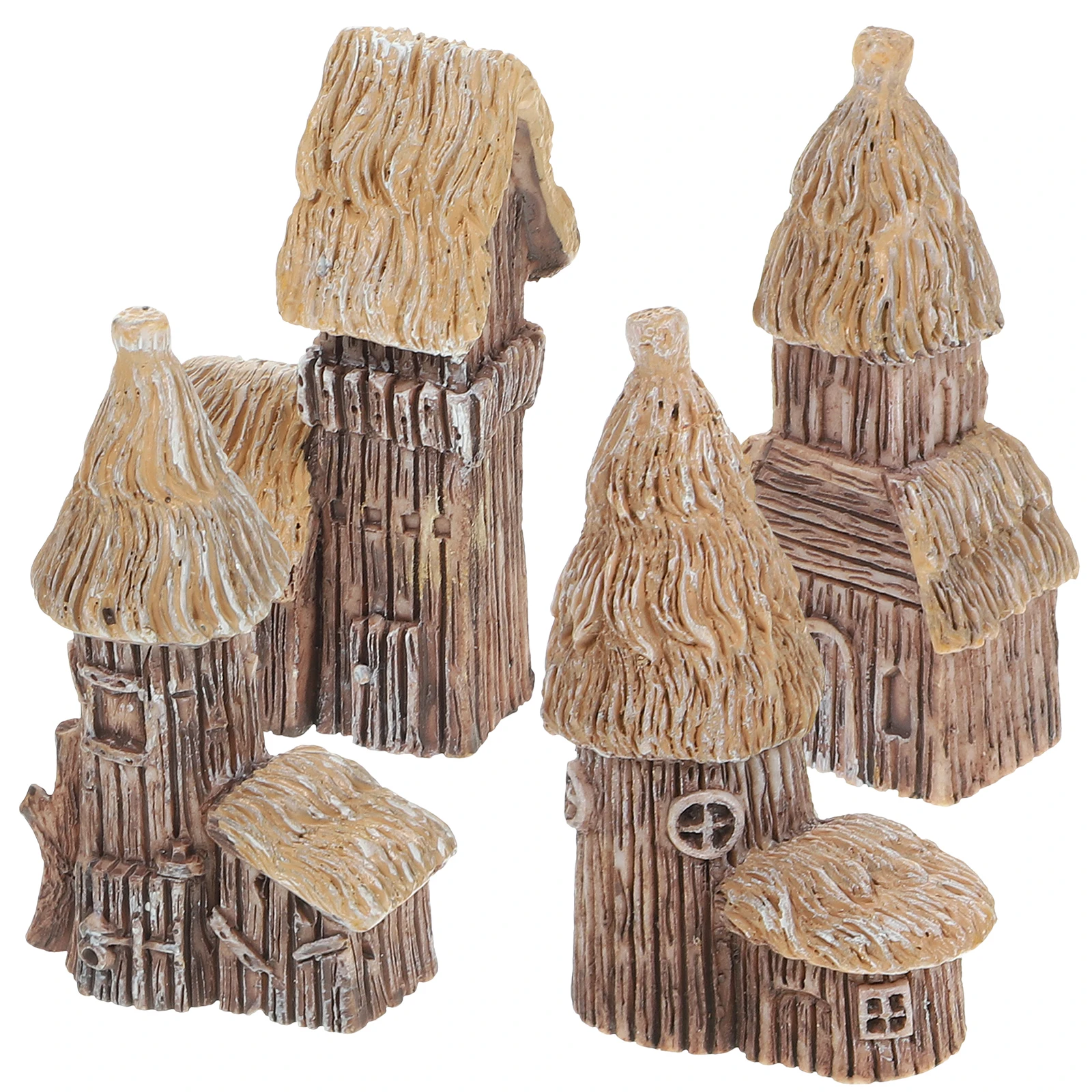 

4 Pcs Cottage Decor Miniature House Ornament Mini Cottage Figurine Resin Craft Realistic Appearance Garden Statue