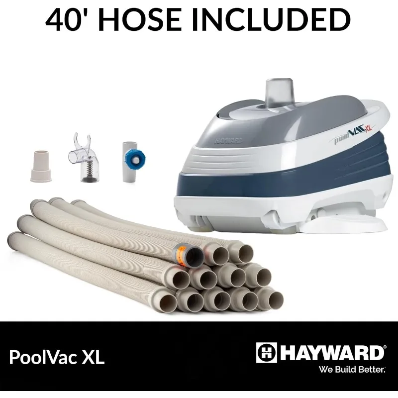 Hayward W32025ADC PoolVac XL Pulitore per piscine ad aspirazione per piscine interrate di gunite fino a 20 x 40 piedi con tubo da 40 piedi, aspirapolvere automatico