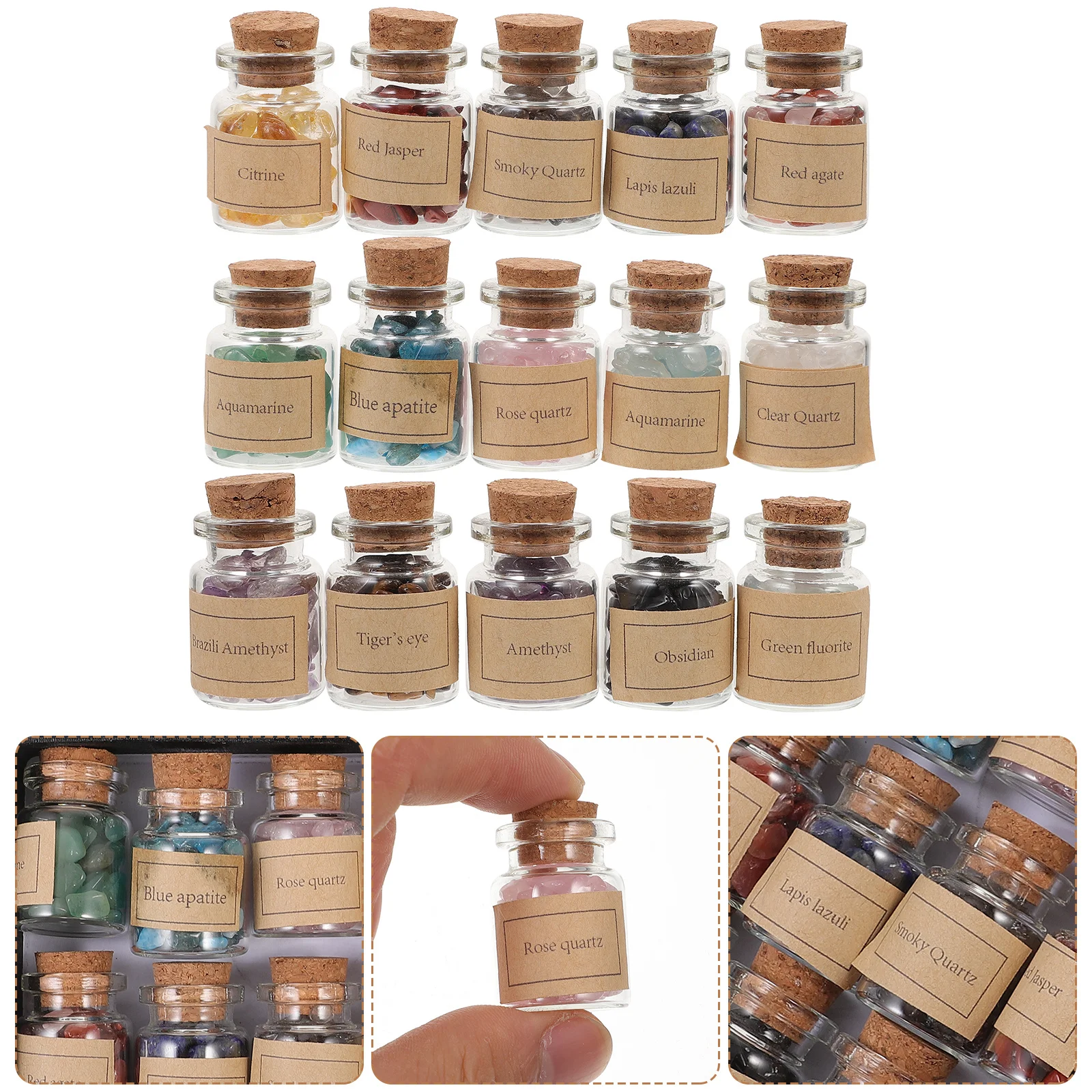 

1Set Mini Wishing Bottles Delicate Decorative Crystal Bottles Wedding Holiday Gift Portable DIY Spiritual Crystal Chips