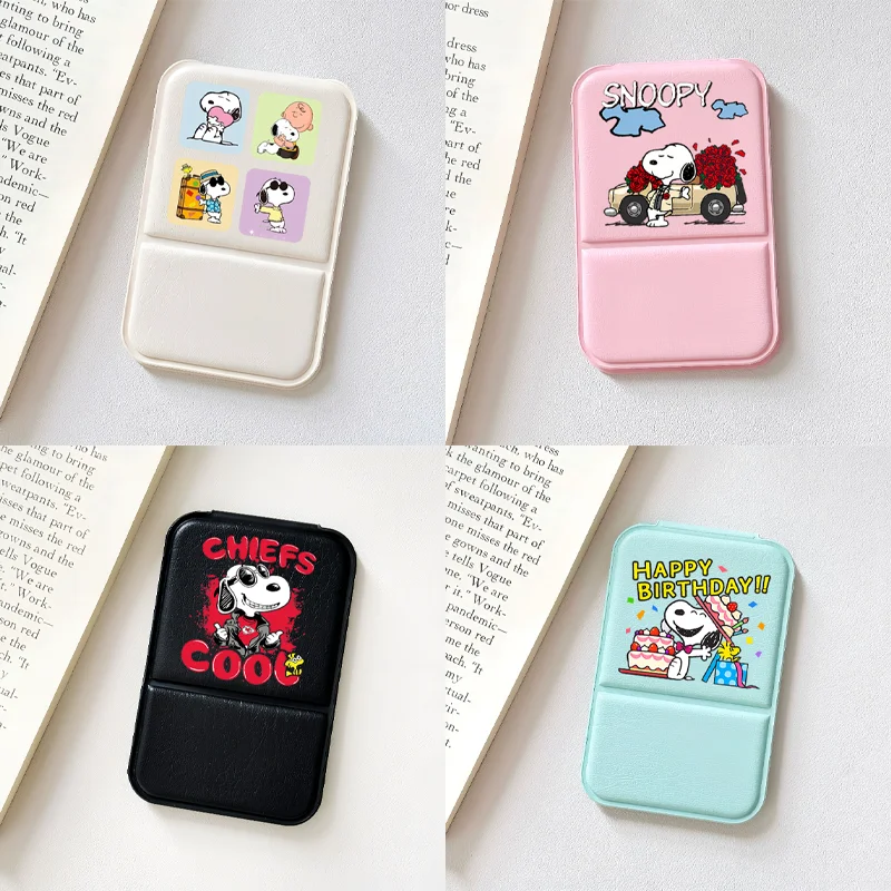 

Snoopy Makeup Mirror Fashion PU Leather Portable Foldable Mirror Cartoon Student Dormitory Tabletop Handheld Mirrors Girls Gifts