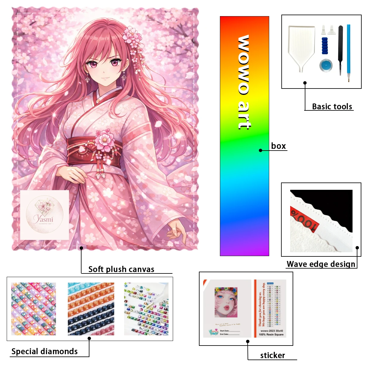 【Yasmi Diamond Art】 Tela flocada con diamantes de imitación de resina 100% japonesa de estilo medieval Fanta con 3-4 diamantes especiales para pintura de diamantes