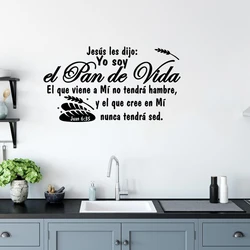 Spanish John 6:35 Bible Verse Wall Sticker Kitchen  I Am The Bread of Life Christian Jesus Wall Decal Living Room Home Decor