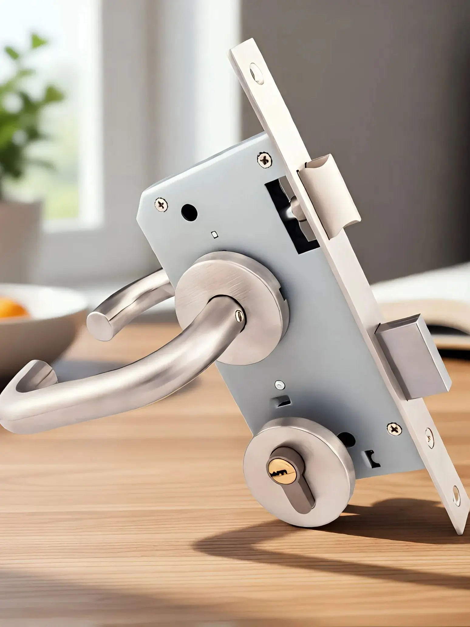 

European Standard Fire-Rated Door Lock Set in 304 Stainless Steel – Handle & Lock Body for Office and Hospital Use