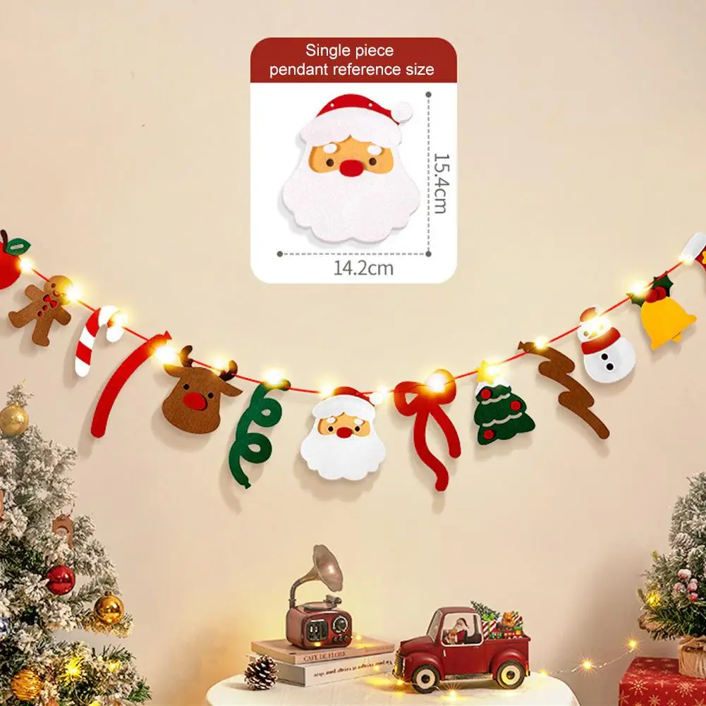 

Christmas Balls Flag LED String Light Santa Reindeer Tree Decorations Merry Christmas Bunting Holiday Decor Supplies Accessory