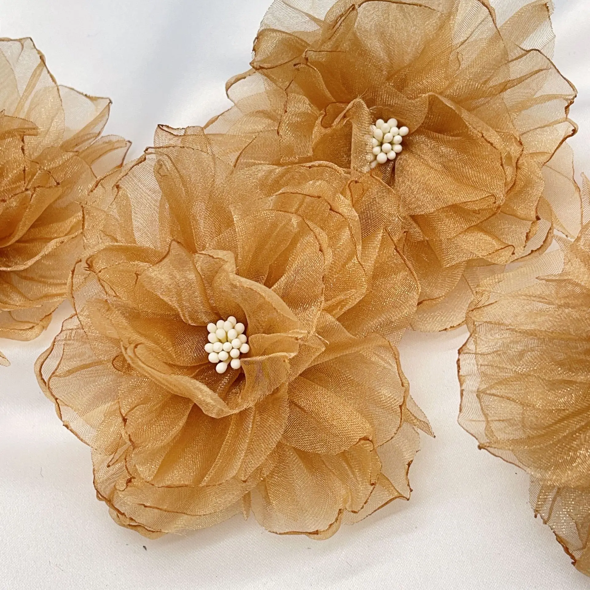 Handmade Organza Fabric Flower Artificial Flowers DIY Clothing Flower for Wedding Dress Shoes Hats Hair Decoration