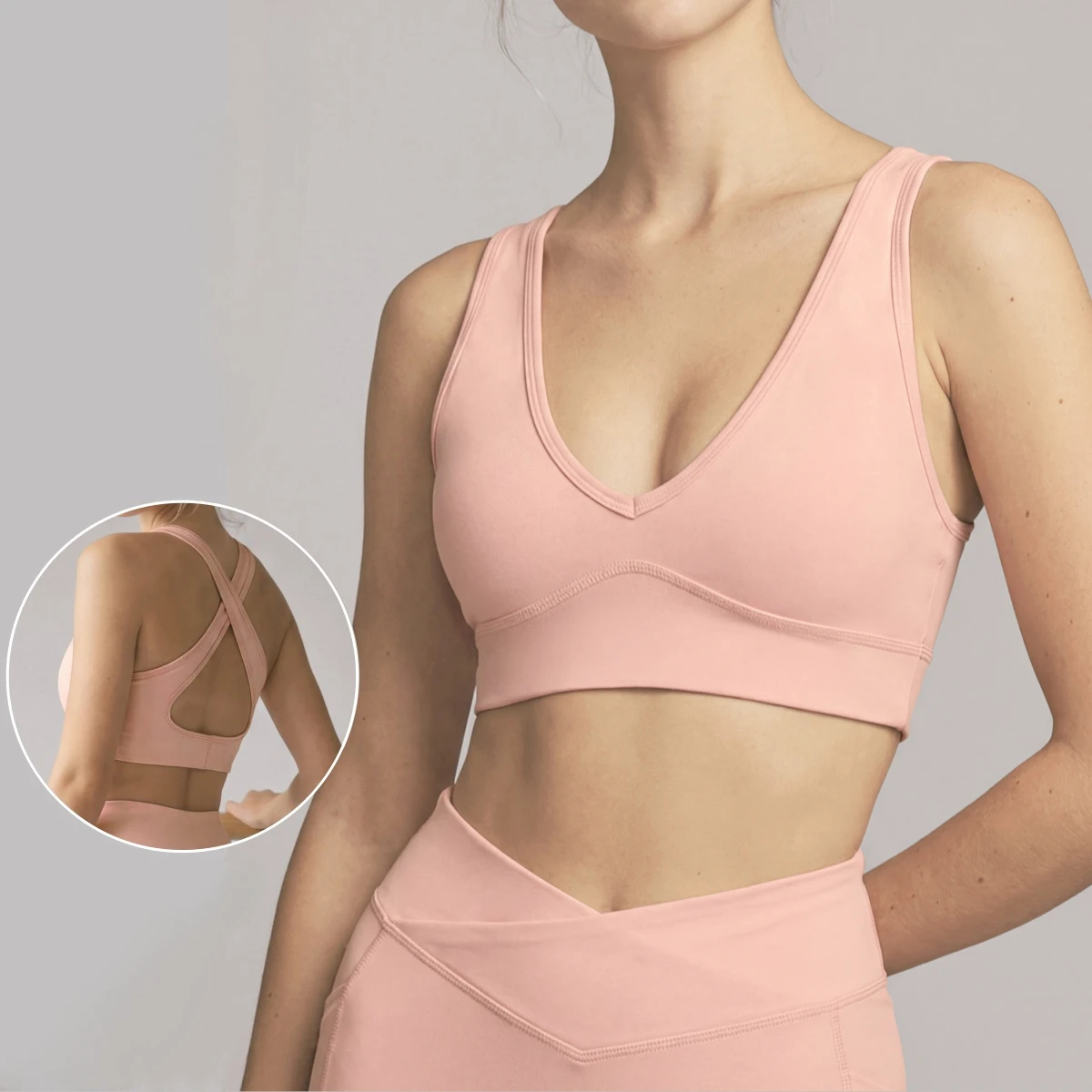 Women V Neck Yoga Bra Criss Cross Back Medium Support Shockproof Sports Bra Gym Pilates Dance Workout Activewear Crop Top 2026