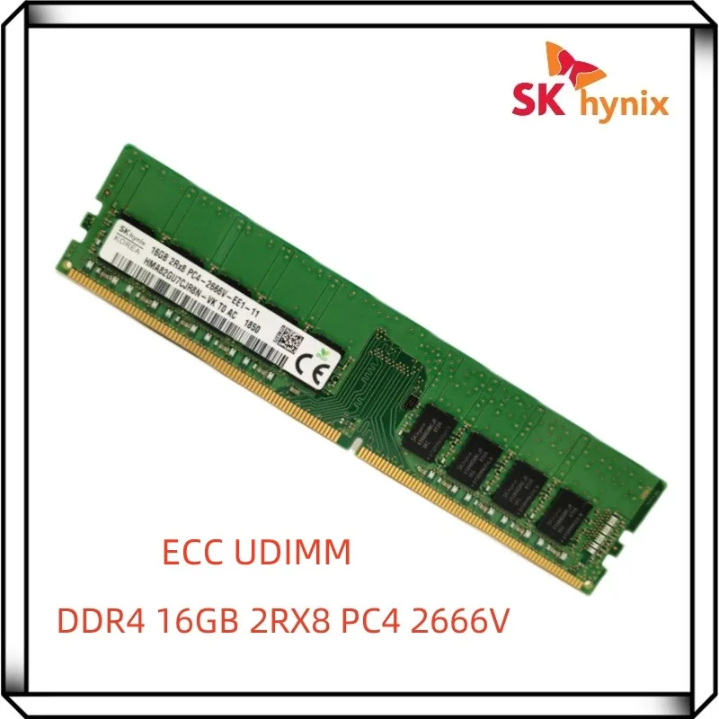 Hynix DDR4 16GB 2666V  PC4 2666MHz 2Rx8 Pure ECC UDIMM RAM workstation Unbuffered Server memory