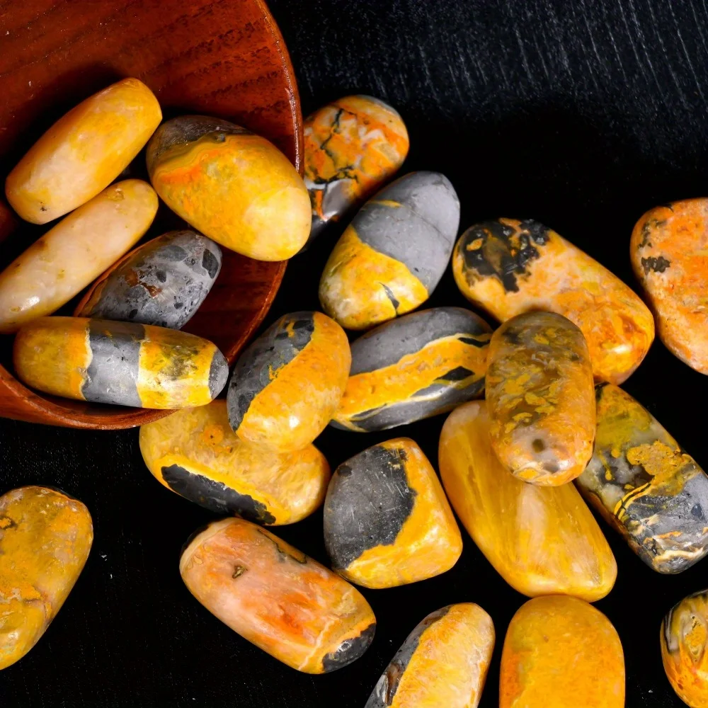 1Pc Bumblebee Jasper Palm Stone Natural Crystal for Home & Office Decor, Perfect Gift for Birthdays & Holidays - view 5