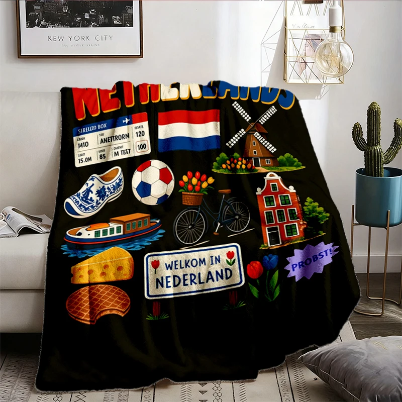 Netherlands Football 2026 Flannel Blanket, Dutch Holland Football Tournament Flannel Throw, Holland Travel Cozy Blanket