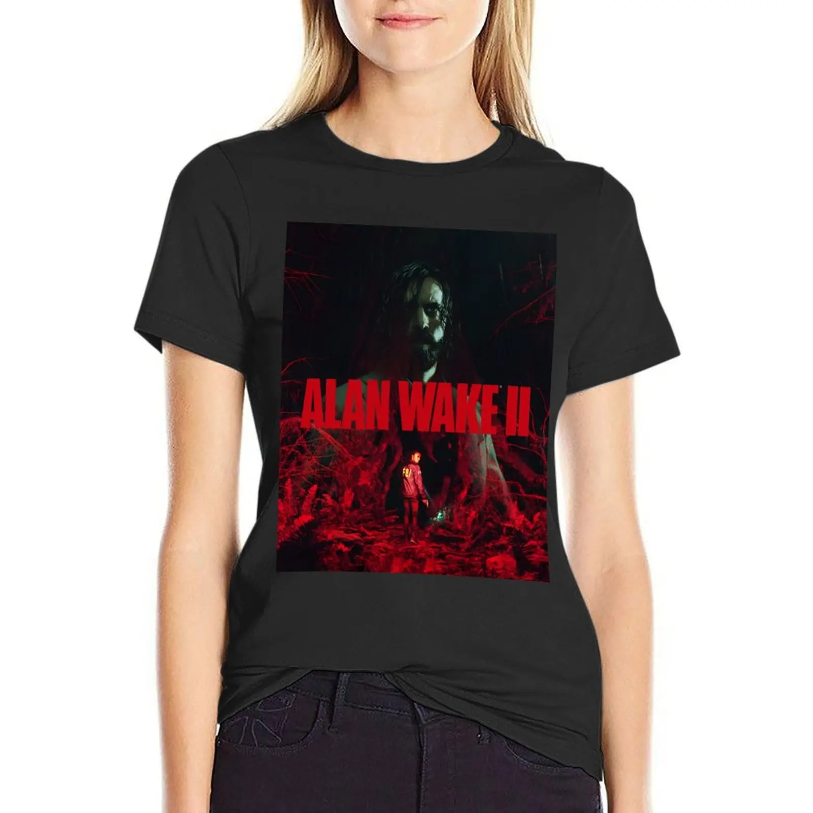 

alan wake 2 game, alan wake ii artwork T-Shirt summer top cute clothes womans clothing