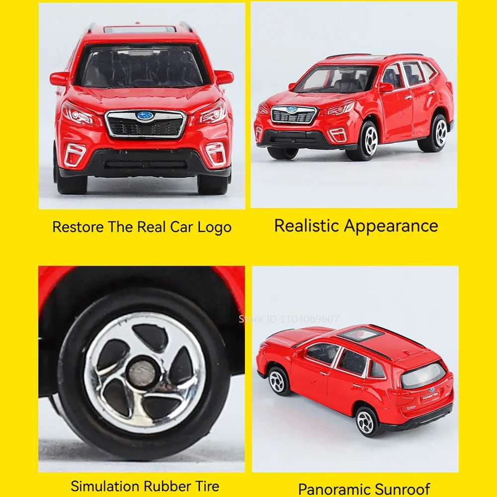 1:64 Subaru Forester Mini Modello di Auto Giocattoli Pressofuso In Lega di Assorbimento Degli Urti Pneumatici In Gomma Diapositiva Avanti Ornamento per I Regali Dei Bambini