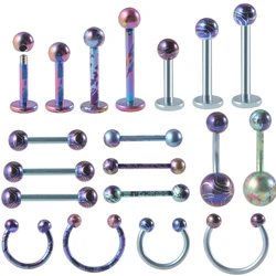 1Pcs G23 Titanium Rainbow Lip Nose Ring Tongue Rings Navel Belly Button Ear Cartilage Helix Piercing Navel Piercing Jewelry