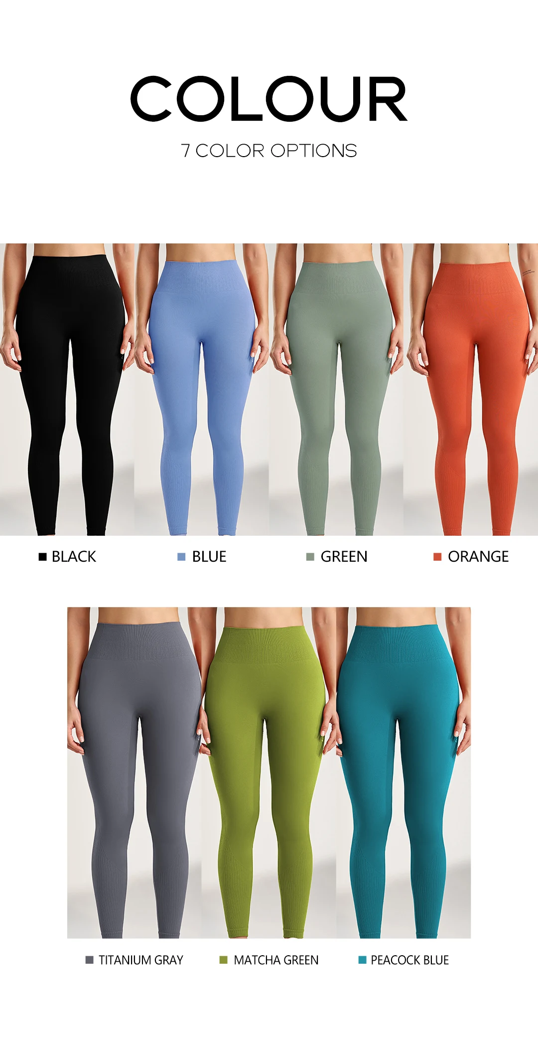 Einfarbige Leggings für Damen, Fitnessstudio, Laufen, Yoga-Hose, lange Hose, hohe Taille, Bauchstraffung, Stretch-Jogginghose, sieben Farben – Detail 5