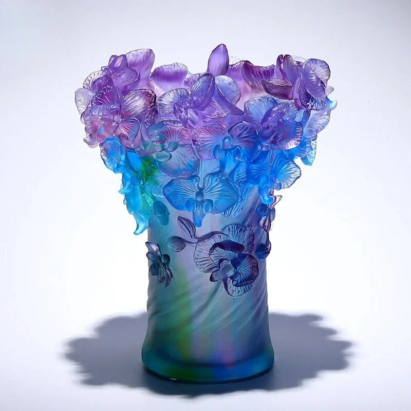 Glazed Phalaenopsis vase ornament, high-end living room entrance desktop decoration artwork