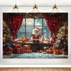 Christmas Backdrop For Photography Santa Claus Fireplace Vinyl Photo Background Xmas Party Supplies Home Wall Decor Banner