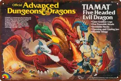 Dungeons Dragons LJN Vintage Tiamat Dragon Metal Tin Sign 8