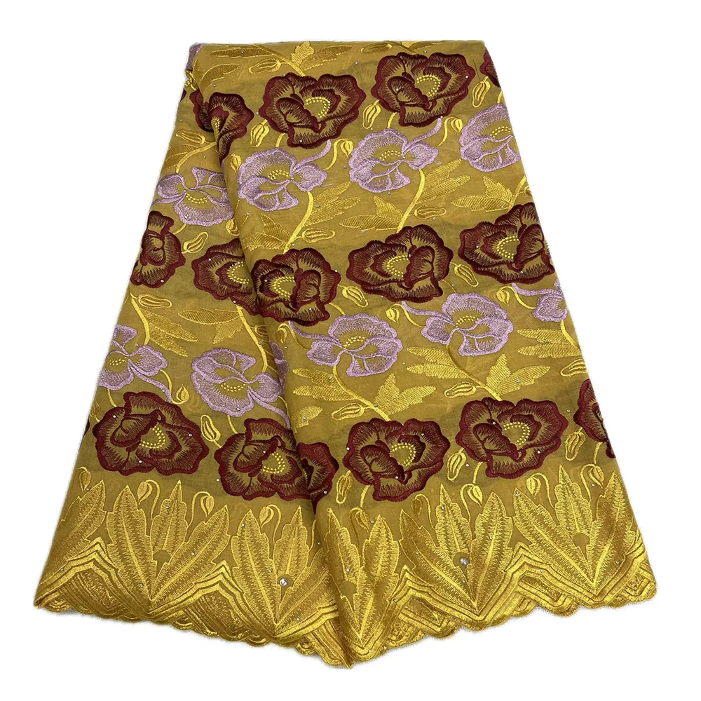 Hot Sale Printed Cotton Lace Fabric 2025 Fashion Cotton Swiss Voile Lace Women African Embroidery Lace For Evening Dresses
