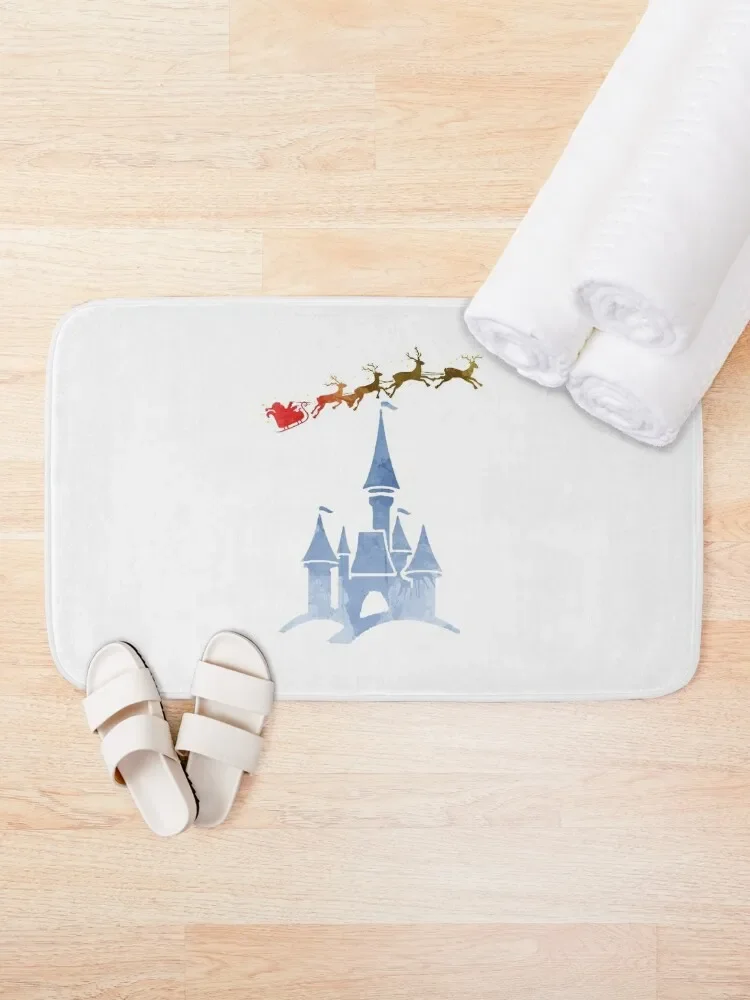 Christmas Castle Inspired Silhouette Bath Mat Bathroom Rug Set Bathroom Use Bathroom Accessory Mat