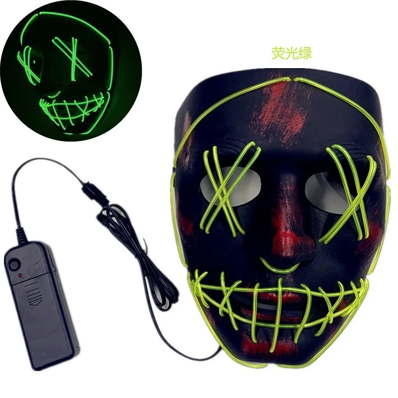 HalloweenELLuminousMaskPurgeHorrorBloodThickLedStreetDance Mask