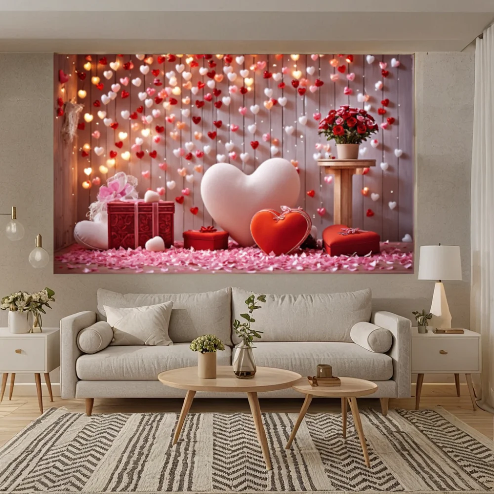 Alles Gute zum Valentinstag Banner Ballon Liebe Herz Blumen Fotografie Hintergrund Romantische Hochzeit Porträt Hintergrund Party Dekor