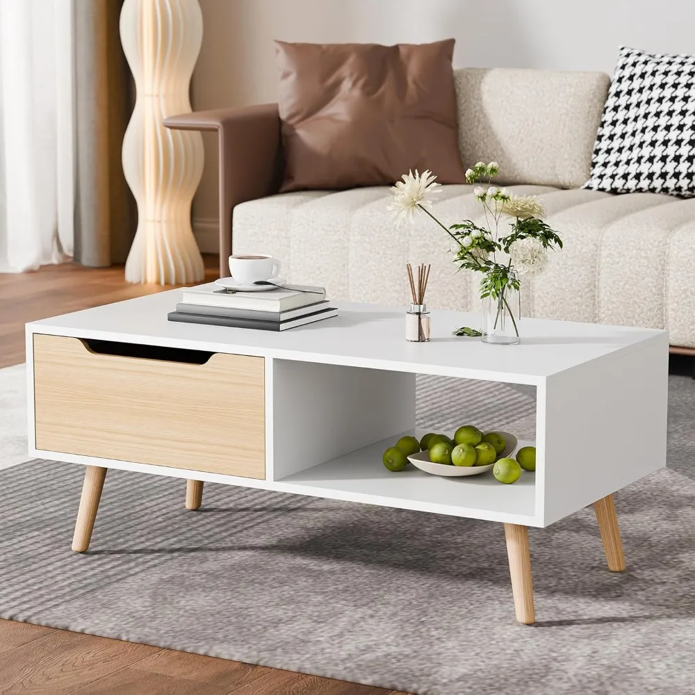 

Modern Coffee Table, Wooden Cocktail Table with Storage, Minimalist Hallway Table, Mid Century Modern Coffee Table