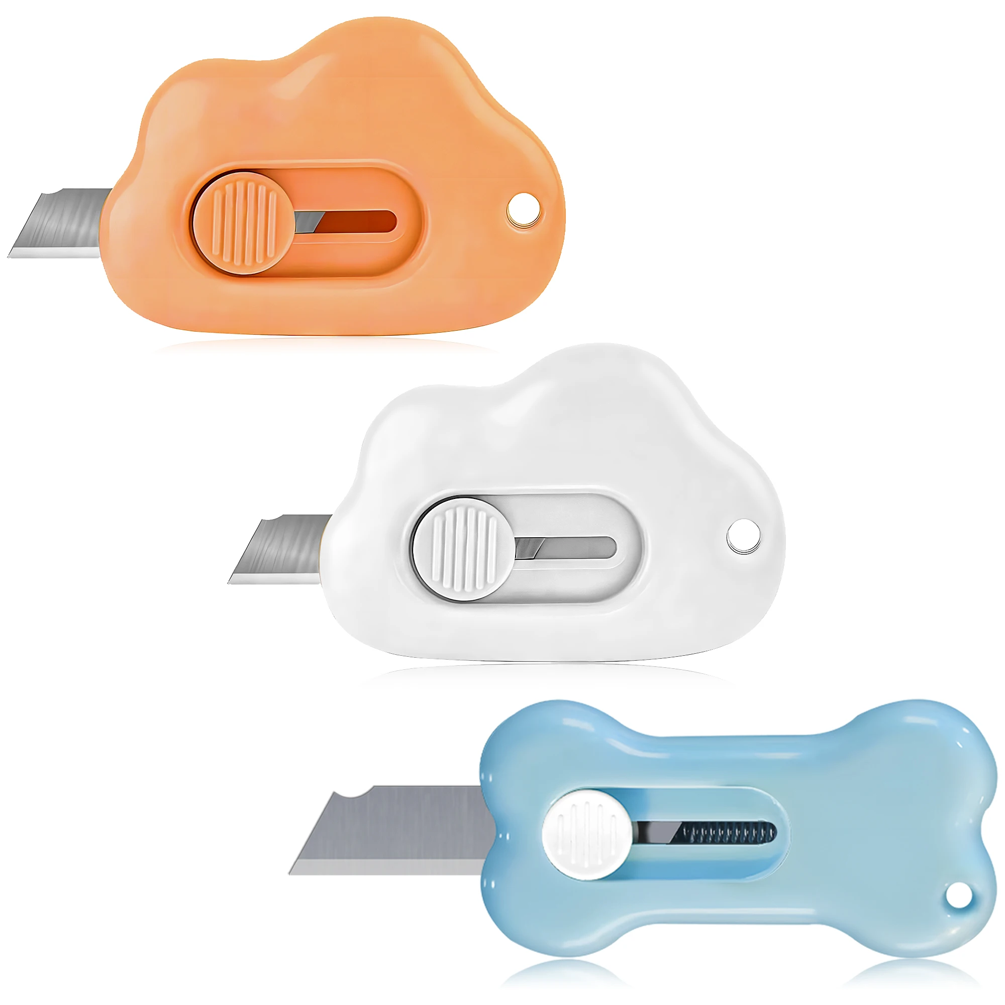 

3-Piece/6-Piece Mini Retractable Pocket Multi-Tool, Compact Package Opener with Keyhole Ideal for Office/School Stationery