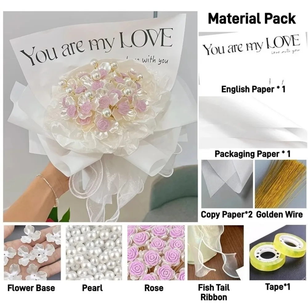 

Жемчужный букет роз «сделай сам» со световой лентой, романтические искусственные цветы, набор материалов, модный подарок ручной работы на День святого Валентина