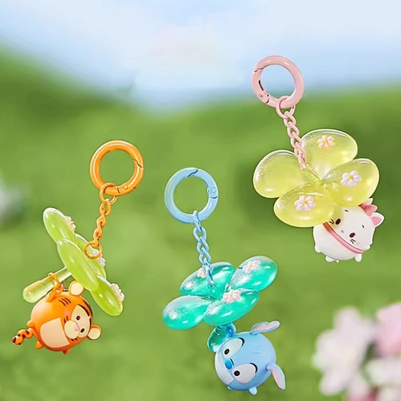 Miniso Disney With Flower Series Clover Blind Box Pvc Model Pooh Bea Keychain Bag Pendant Exquisite Lovely Birthday Childen Gift