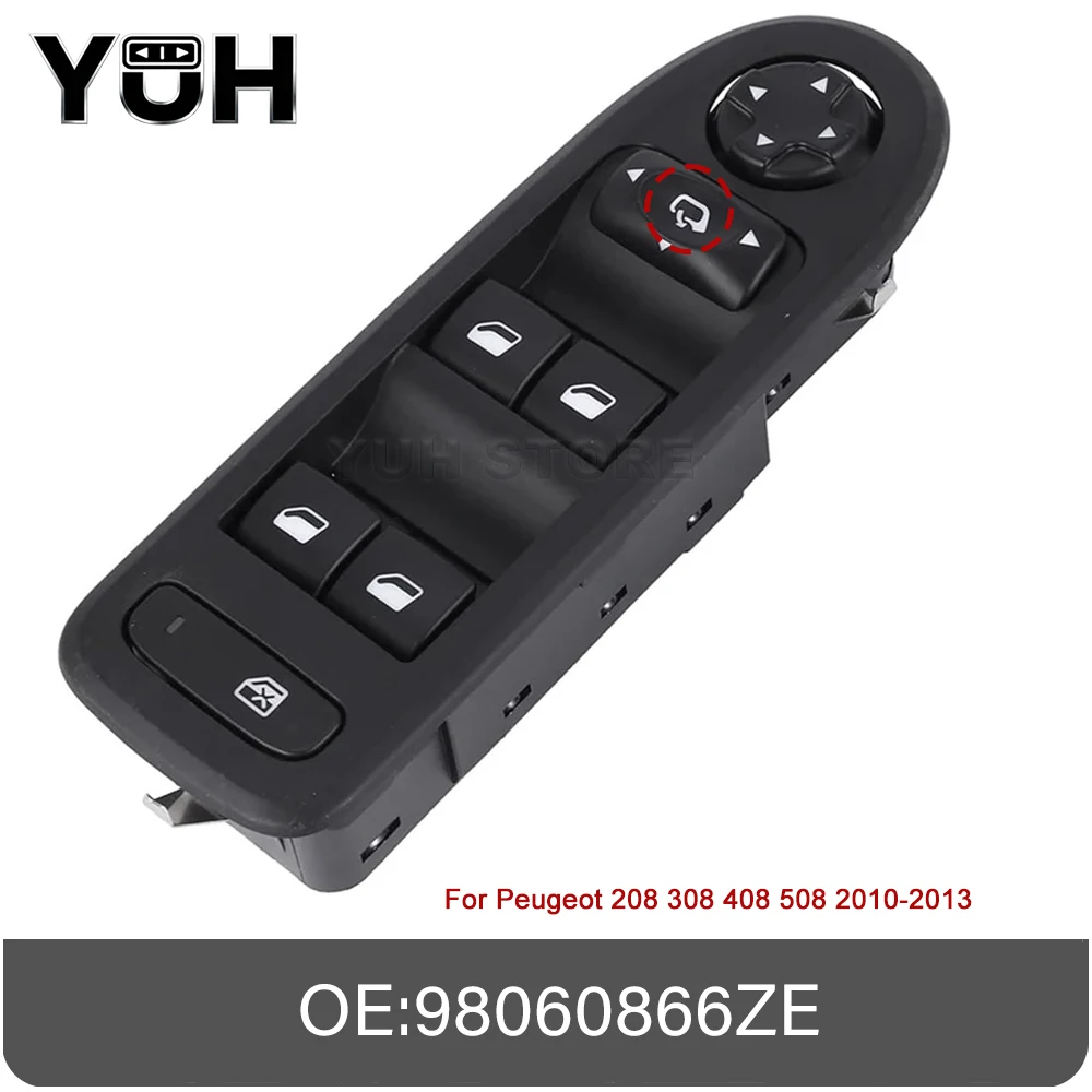 

98060866ZE для Peugeot 208 308 408 508 2010 2011 2012 2013 со складным главным электрическим стеклоподъемником, панель управления