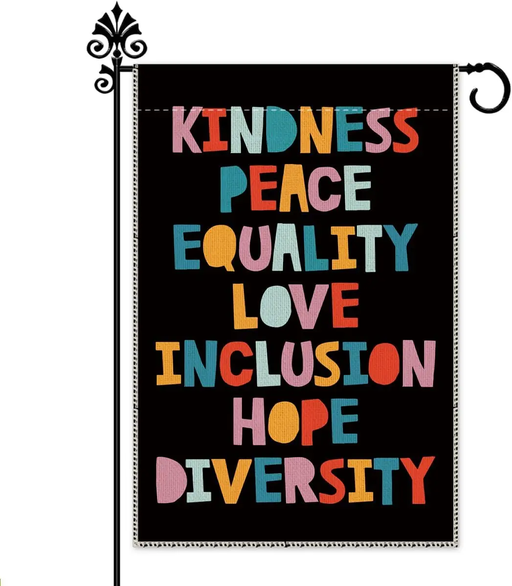 Hafhue Kindness Peace Equality Love Inclusion Hope Diversity Garden Flag - 12 x 18 Inch Double Sided Farmhouse Holiday Yard  PPZ