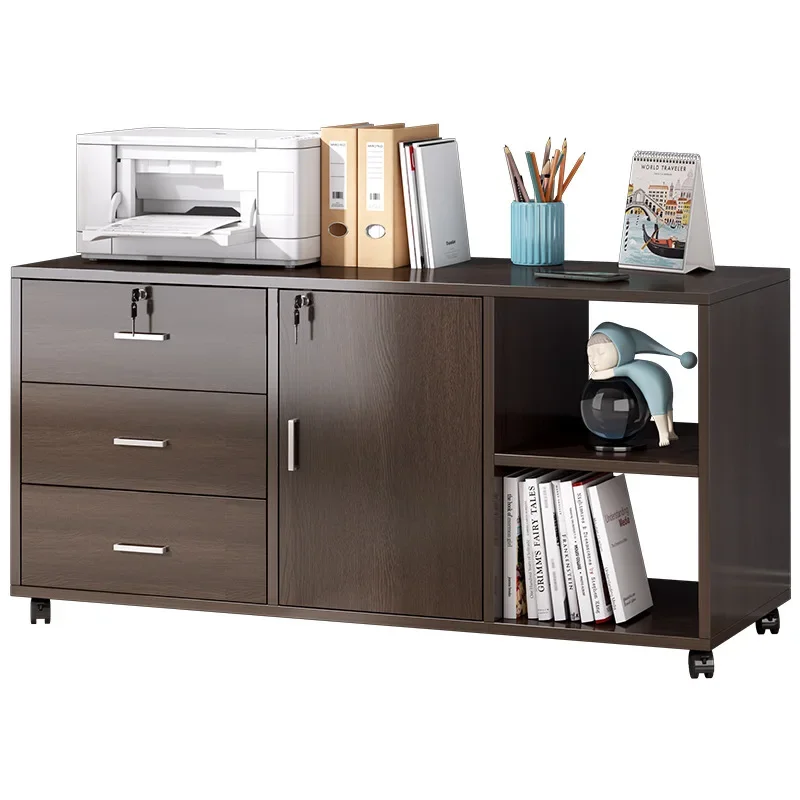 

File Cabinet Under Desk Office Wooden Side Cabinet Locked